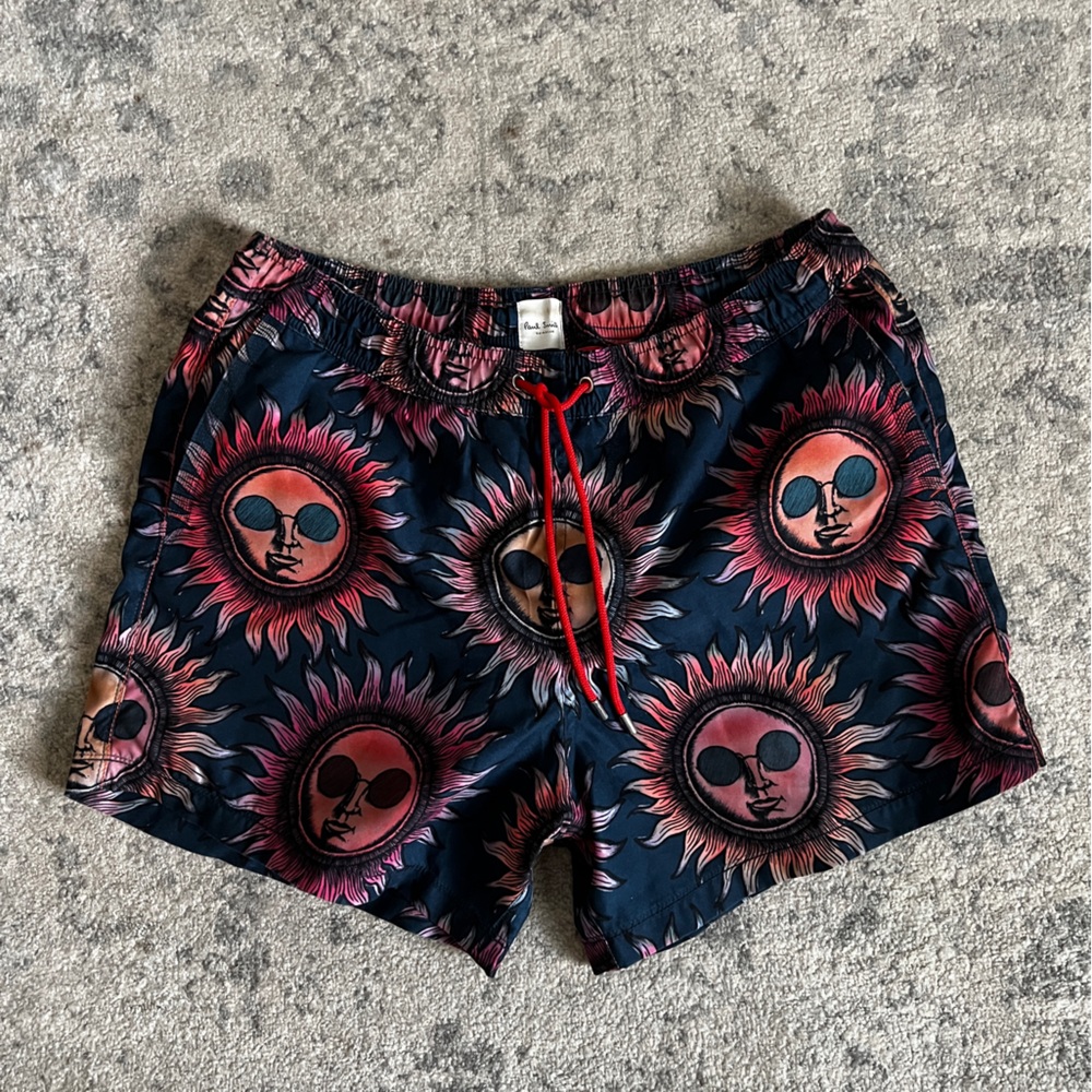 Paul Smith Black and Pink Sunburst Swim Trunks
